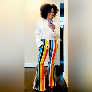 Free People Striped Bell Bottoms